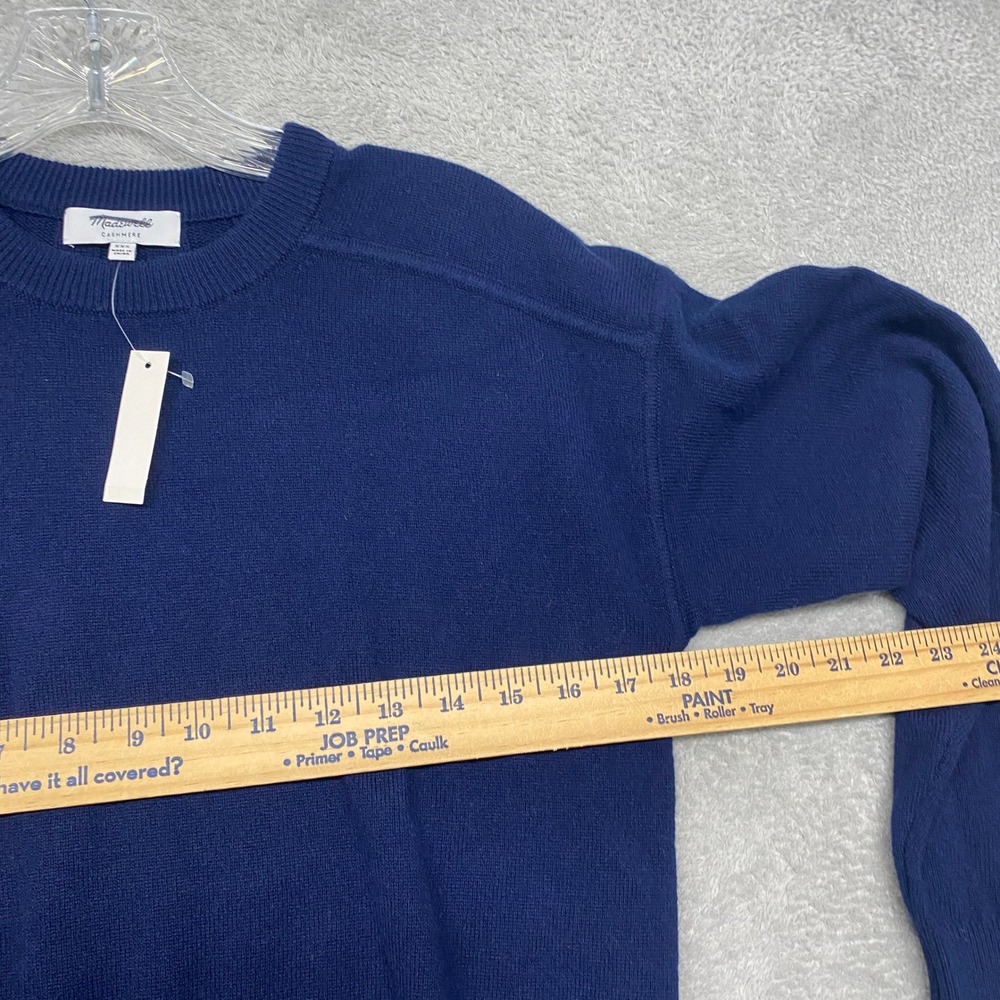 Madewell Cashmere Crewneck Sweater Navy Blue Ribbed Back NY910 Mens XXS NWT - Picture 5 of 8
